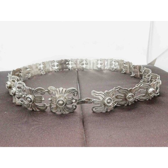Estate Mexico Sterling Silver Concho Link Belt 29\